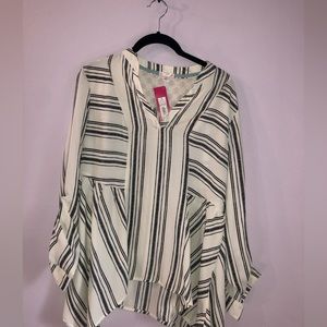 Xhilaration White & Black Long Sleeve Blouse